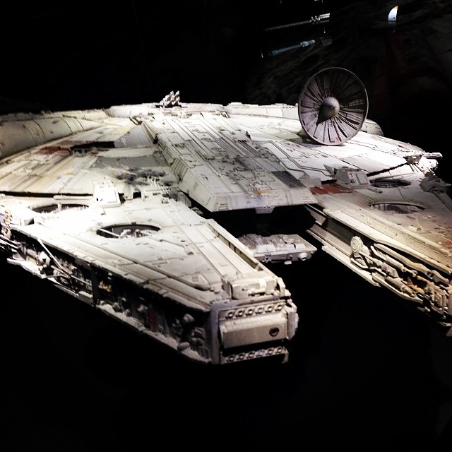The Millennium Falcon. This was the big one, over six feet long. The detail work was amazing. #starwars