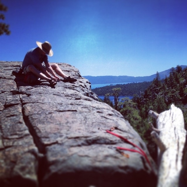 My climbing partner @sickniq setting up a route at the 90 Foot Wall.